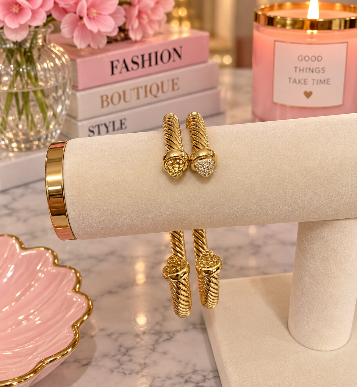 Golden Twist Cuff Bracelet