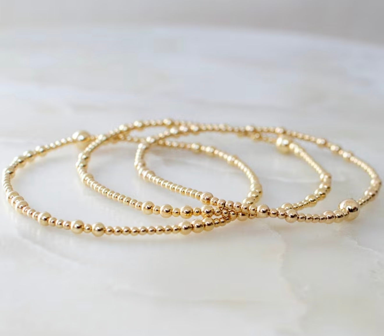 Golden Glow Beaded Bracelet Set