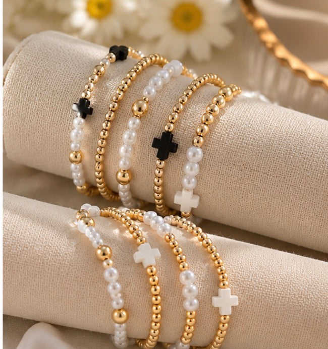 Pearl Cross Bracelet