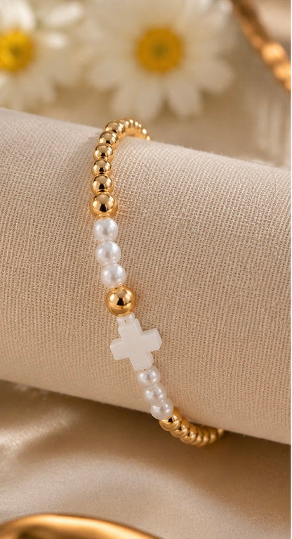 Pearl Cross Bracelet