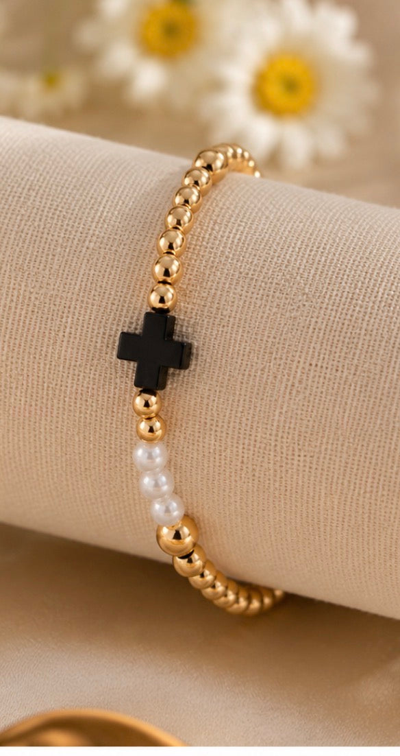 Pearl Cross Bracelet