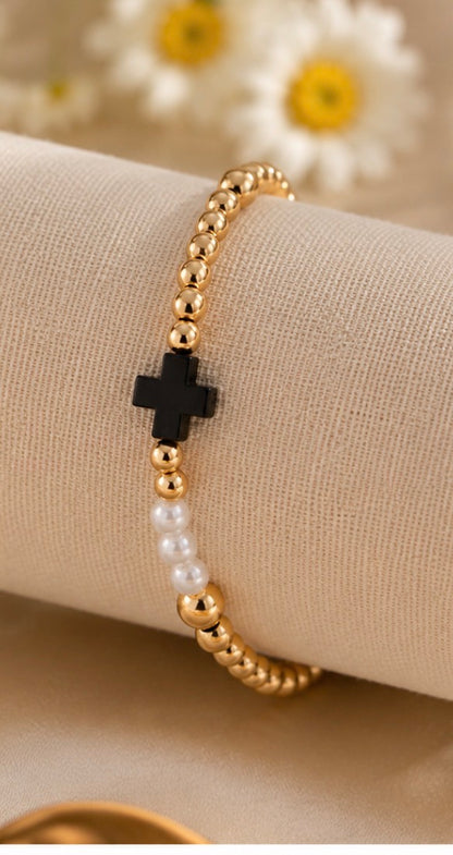 Pearl Cross Bracelet