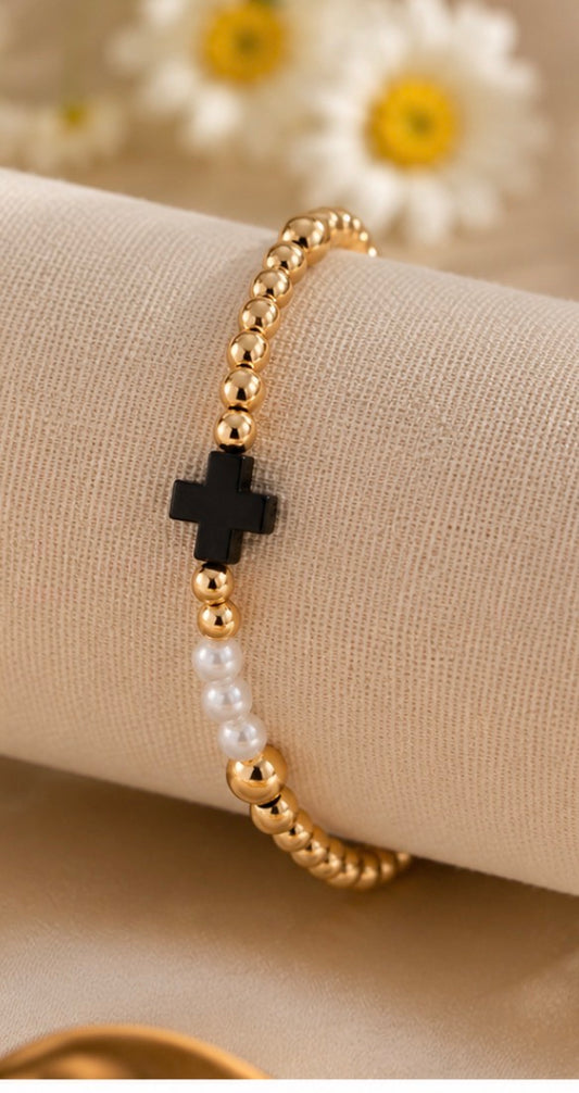 Pearl Cross Bracelet