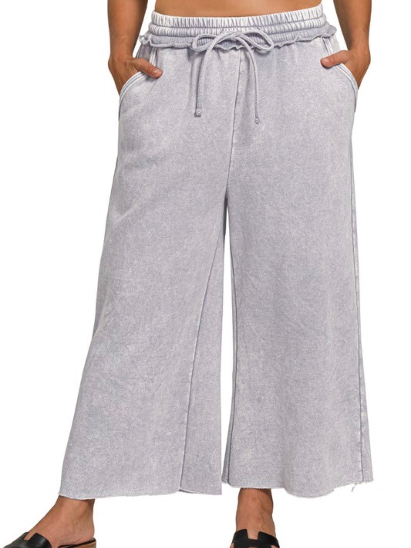 Plus size acid wash grey pants