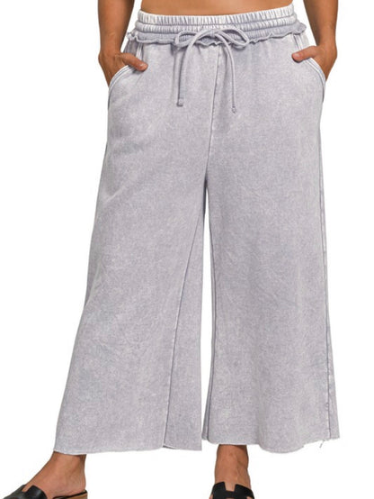 Plus size acid wash grey pants