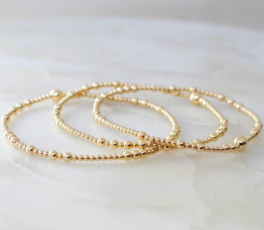 Golden Glow Beaded Bracelet Set
